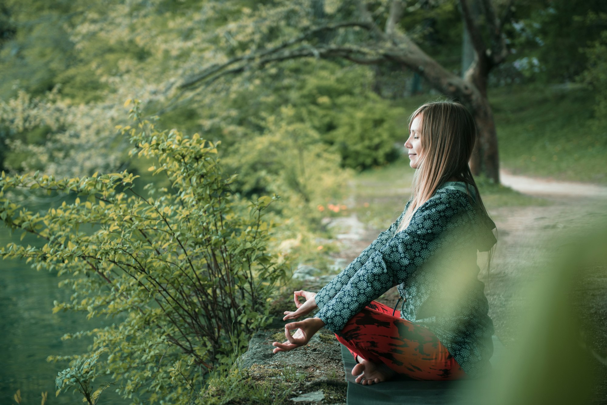 Meditating by the lake